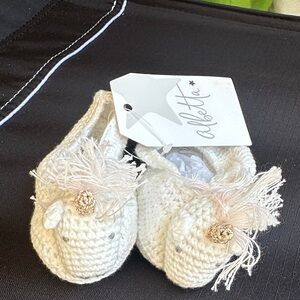 Cream Unicorn Crochet Baby Shoes